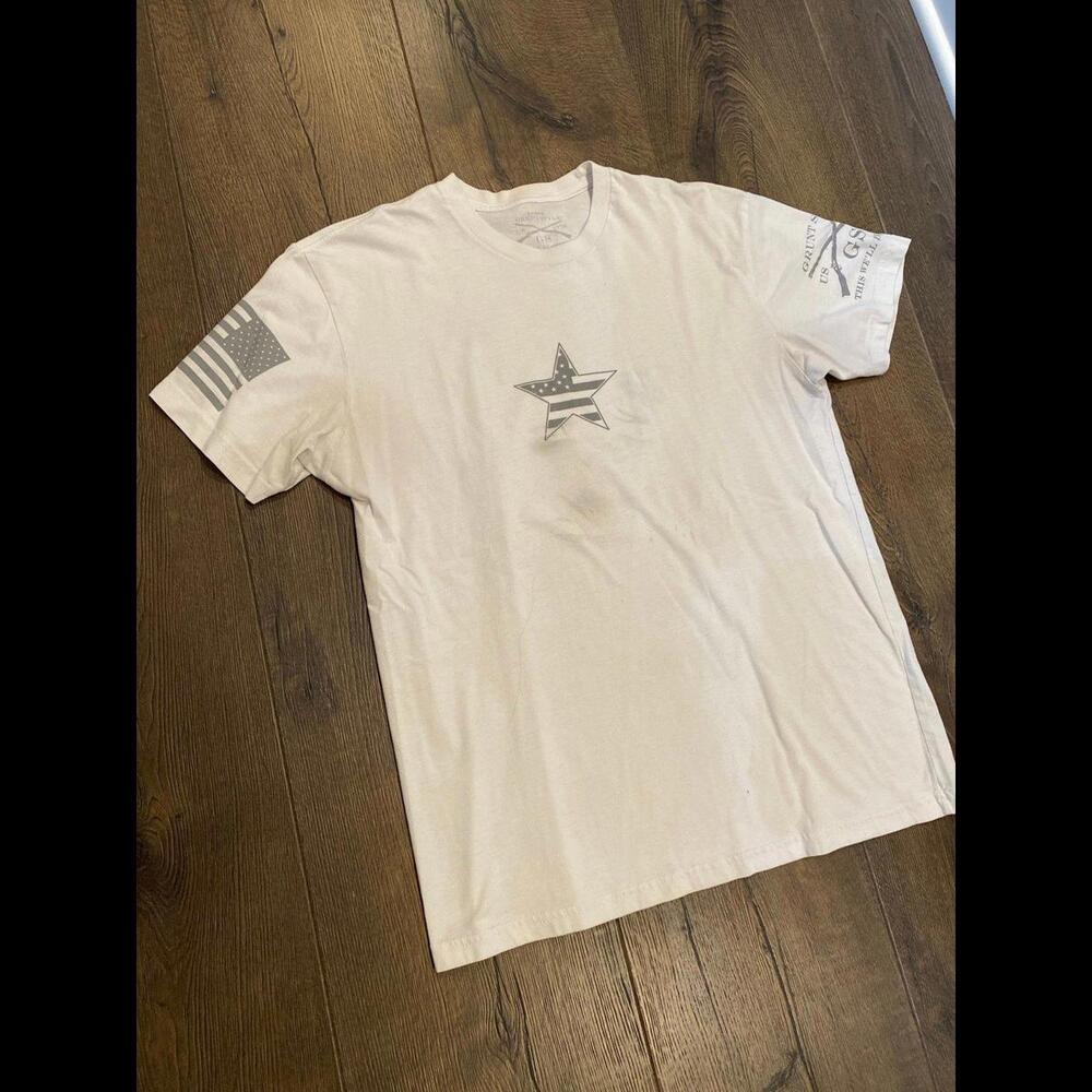 T-Shirt frunt style mens large star flag america